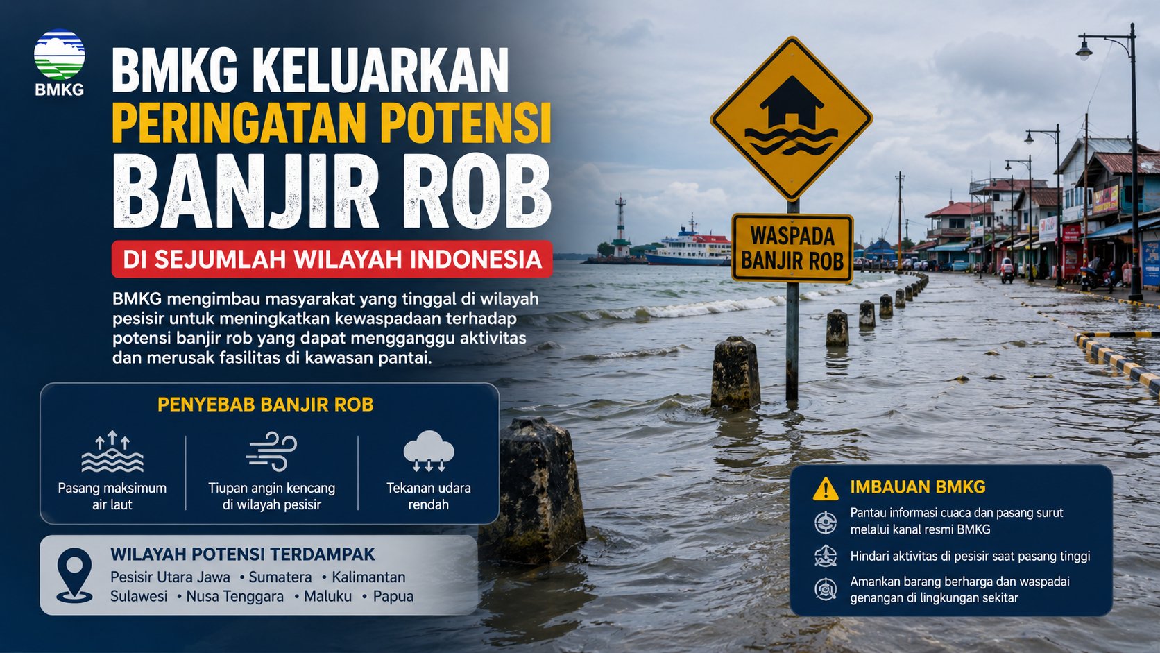 BMKG Keluarkan Peringatan Potensi Banjir Rob di Sejumlah Wilayah Indonesia