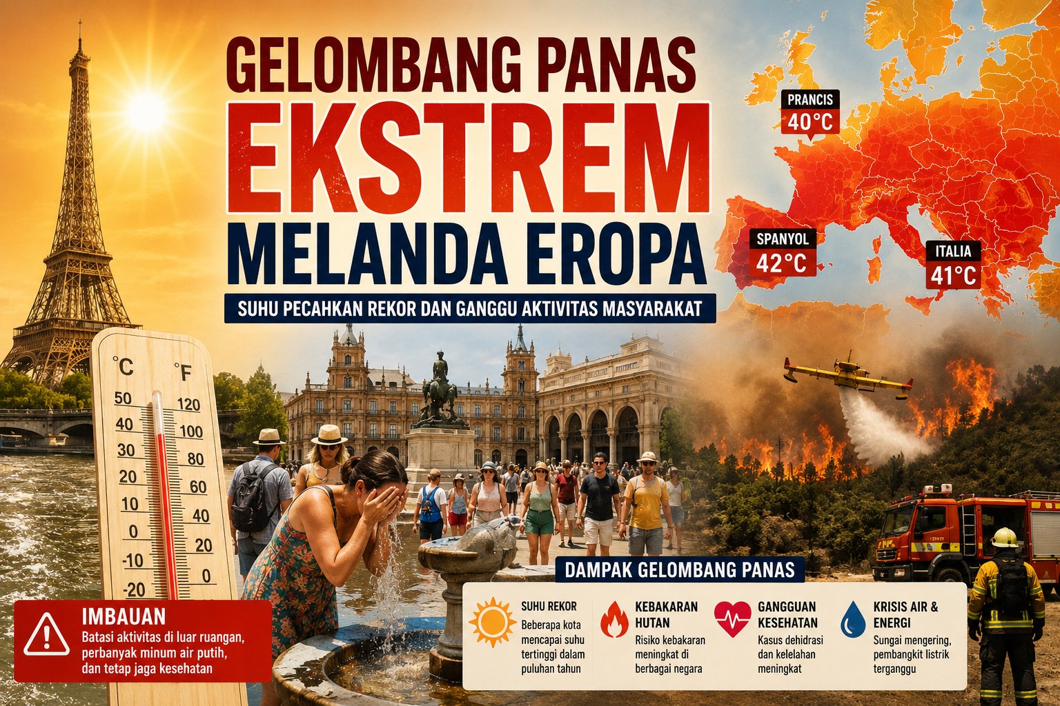Gelombang Panas Ekstrem Melanda Eropa, Suhu Pecahkan Rekor dan Ganggu Aktivitas Masyarakat