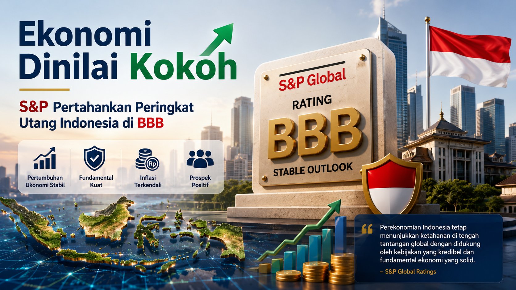 Ekonomi Dinilai Kokoh, S&P Pertahankan Peringkat Utang Indonesia di BBB