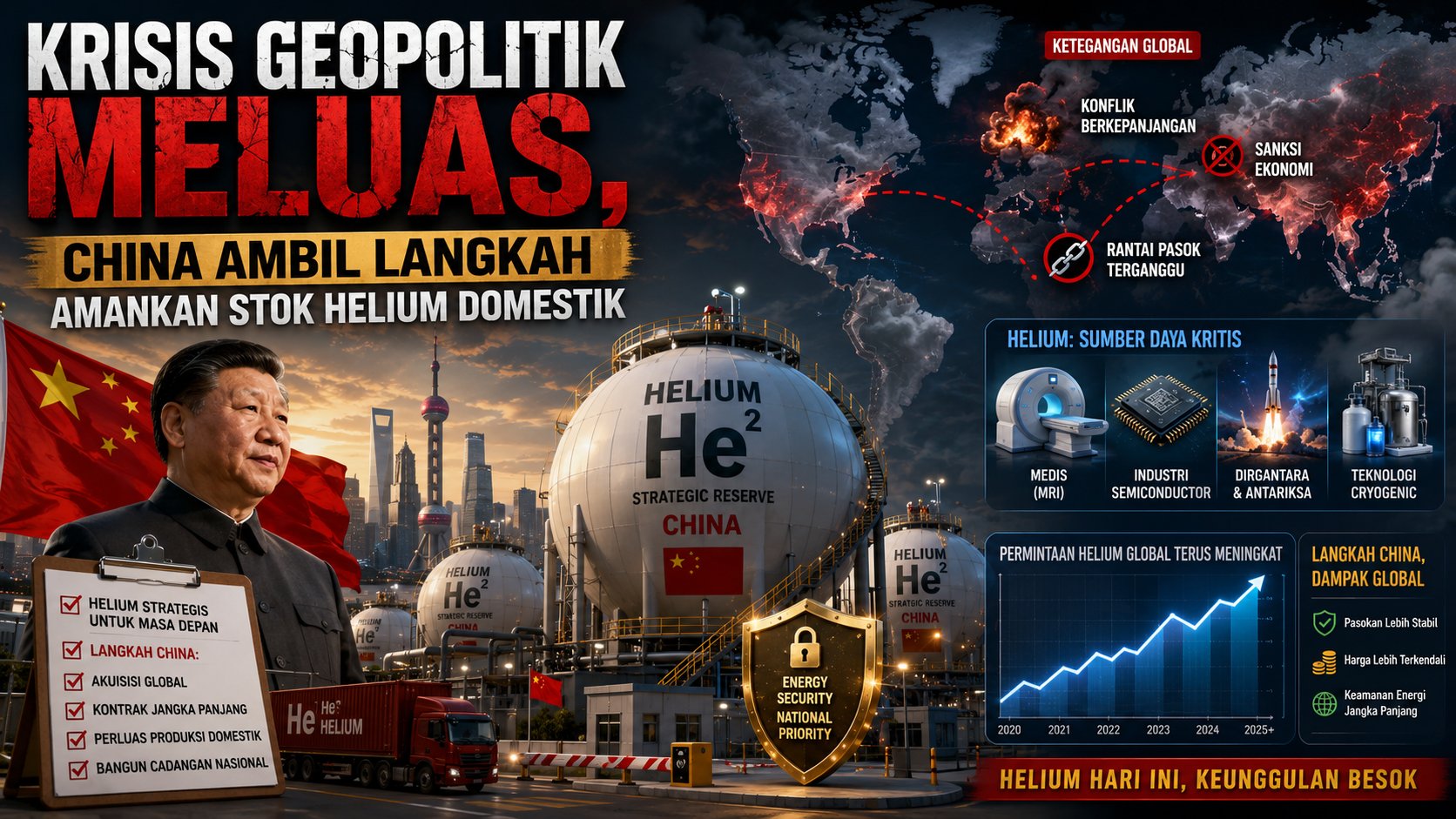 Krisis Geopolitik Meluas, China Ambil Langkah Amankan Stok Helium Domestik