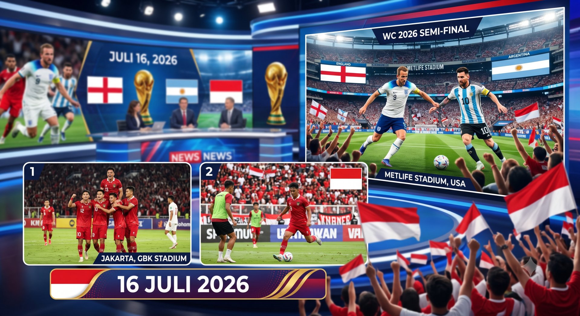 Jadwal Padat 16 Juli 2026, Inggris vs Argentina di Semifinal Piala Dunia dan Dua Laga Timnas Indonesia