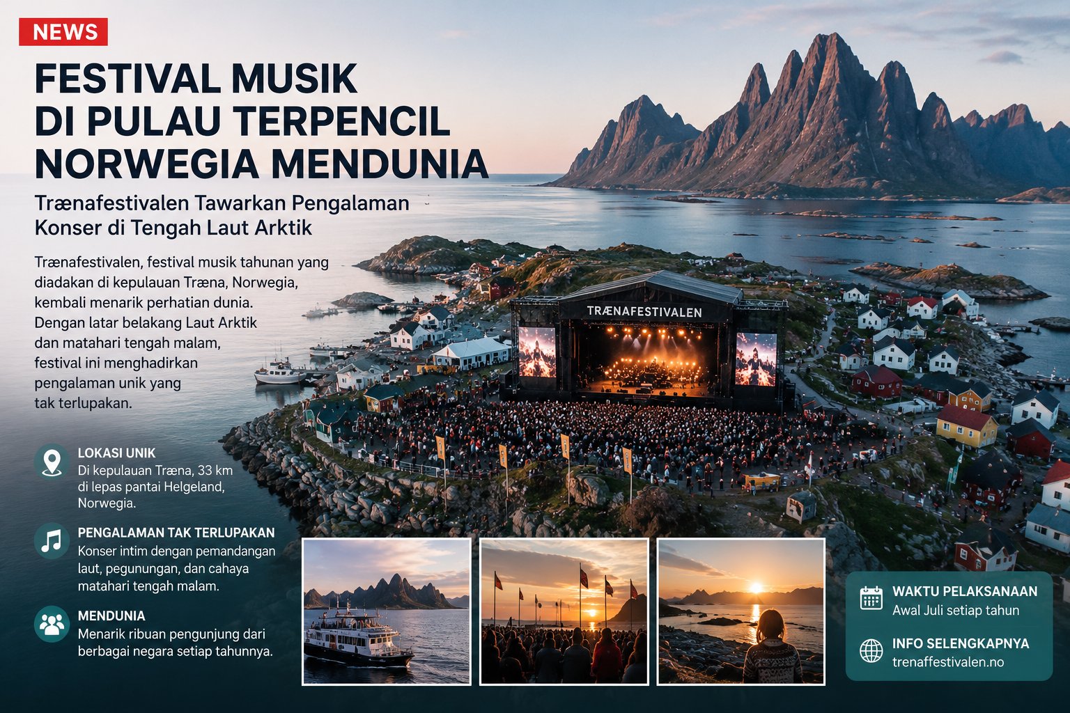 Festival Musik di Pulau Terpencil Norwegia Mendunia, Trænafestivalen Tawarkan Pengalaman Konser di Tengah Laut Arktik