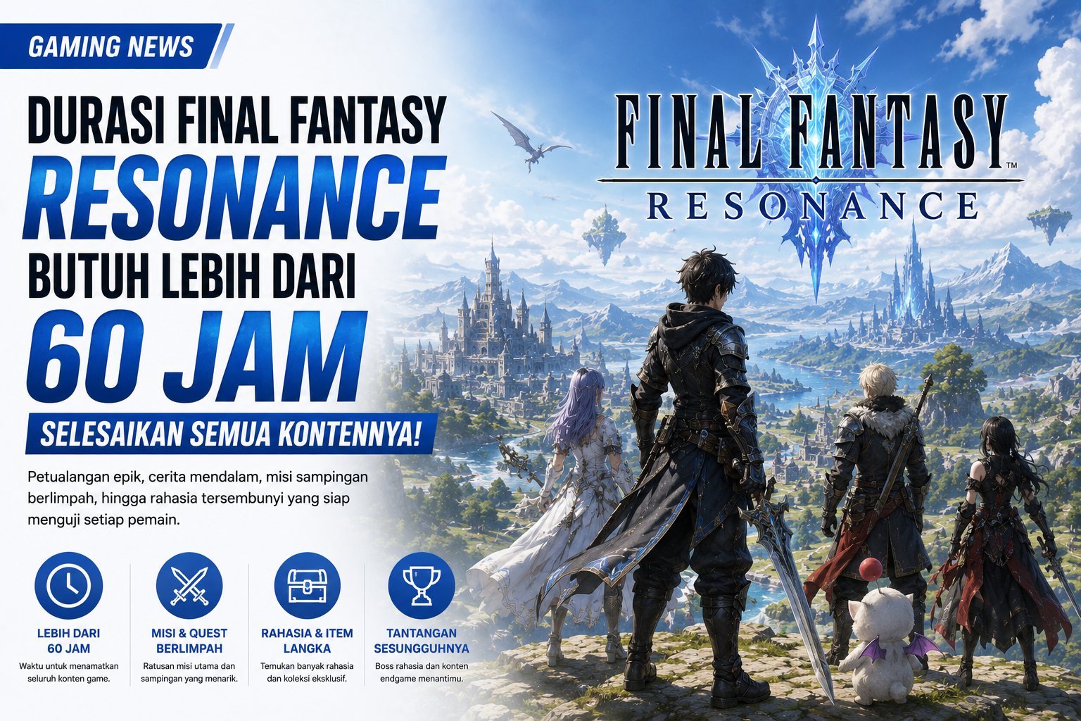 Final Fantasy Resonance Diklaim Punya Konten Melimpah, Menamatkan 100% Permainan Bisa Memakan Waktu Lebih dari 60 Jam