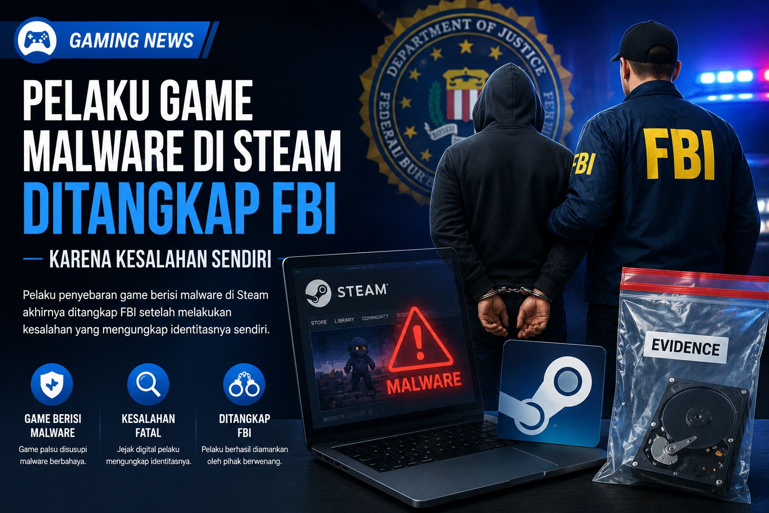 Pelaku Penyebaran Game Berisi Malware di Steam Akhirnya Ditangkap FBI, Berawal dari Kesalahan yang Dibuat Sendiri