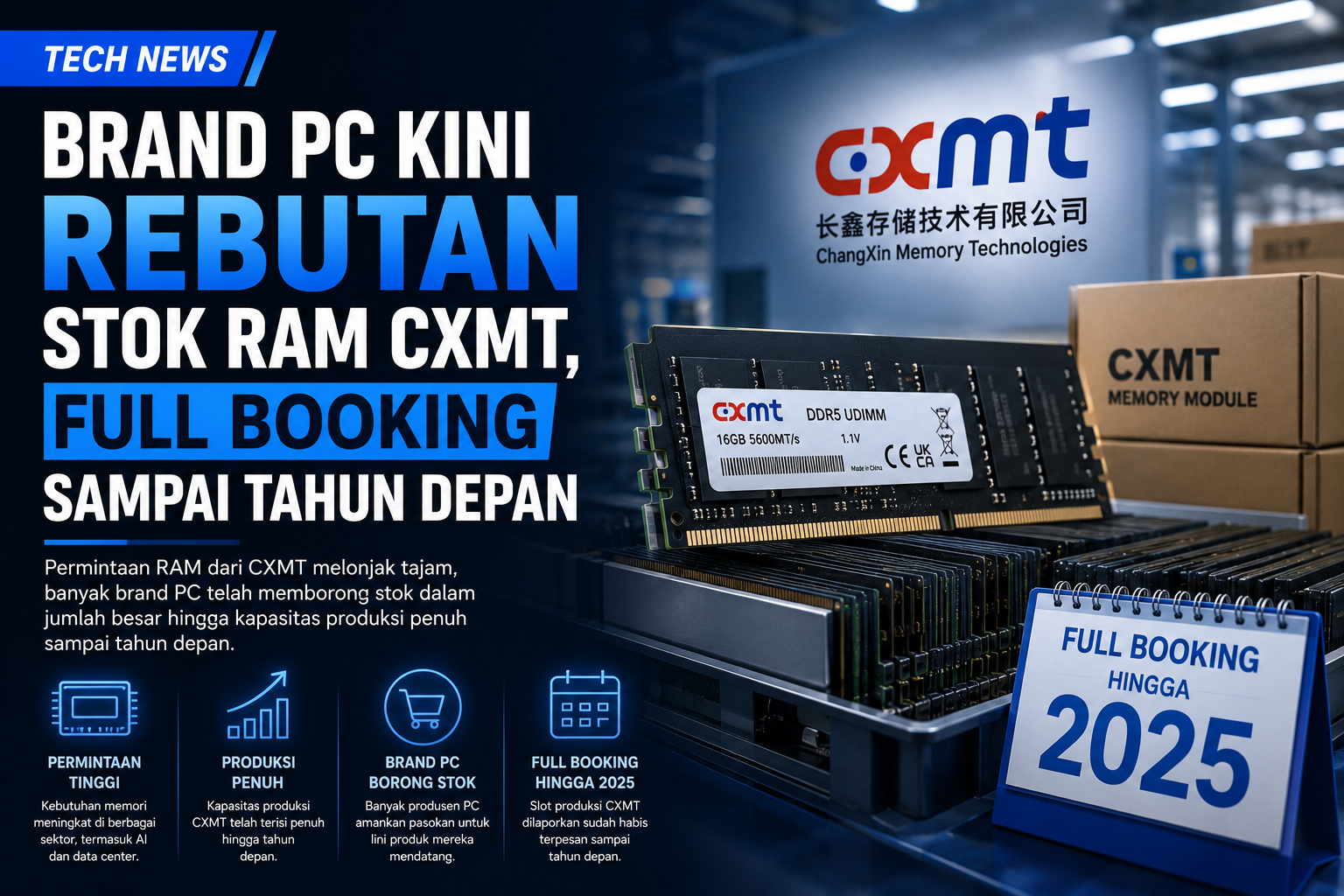Permintaan RAM CXMT Meledak, Brand PC Dikabarkan Sudah Memborong Stok Hingga Tahun Depan