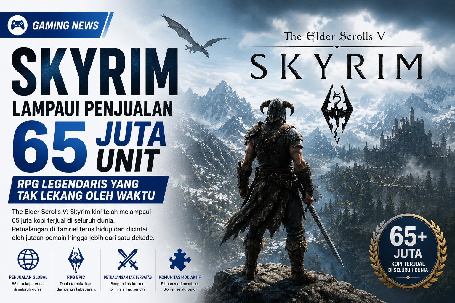 Skyrim Kembali Cetak Rekor, Penjualannya Kini Lampaui 65 Juta Kopi di Seluruh Dunia