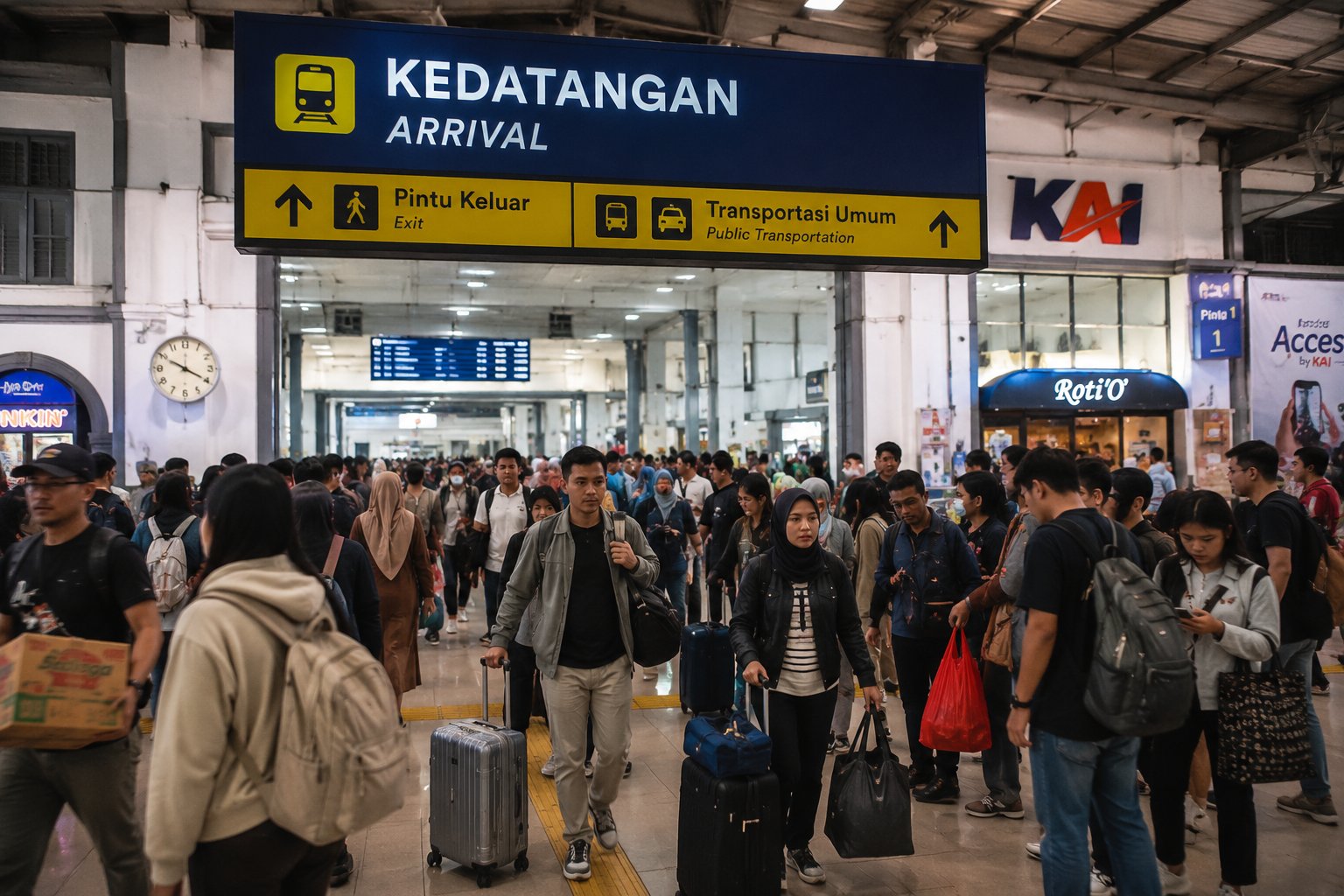 Arus Balik Liburan Mencapai Puncak, Puluhan Ribu Penumpang Padati Stasiun Pasar Senen dan Gambir