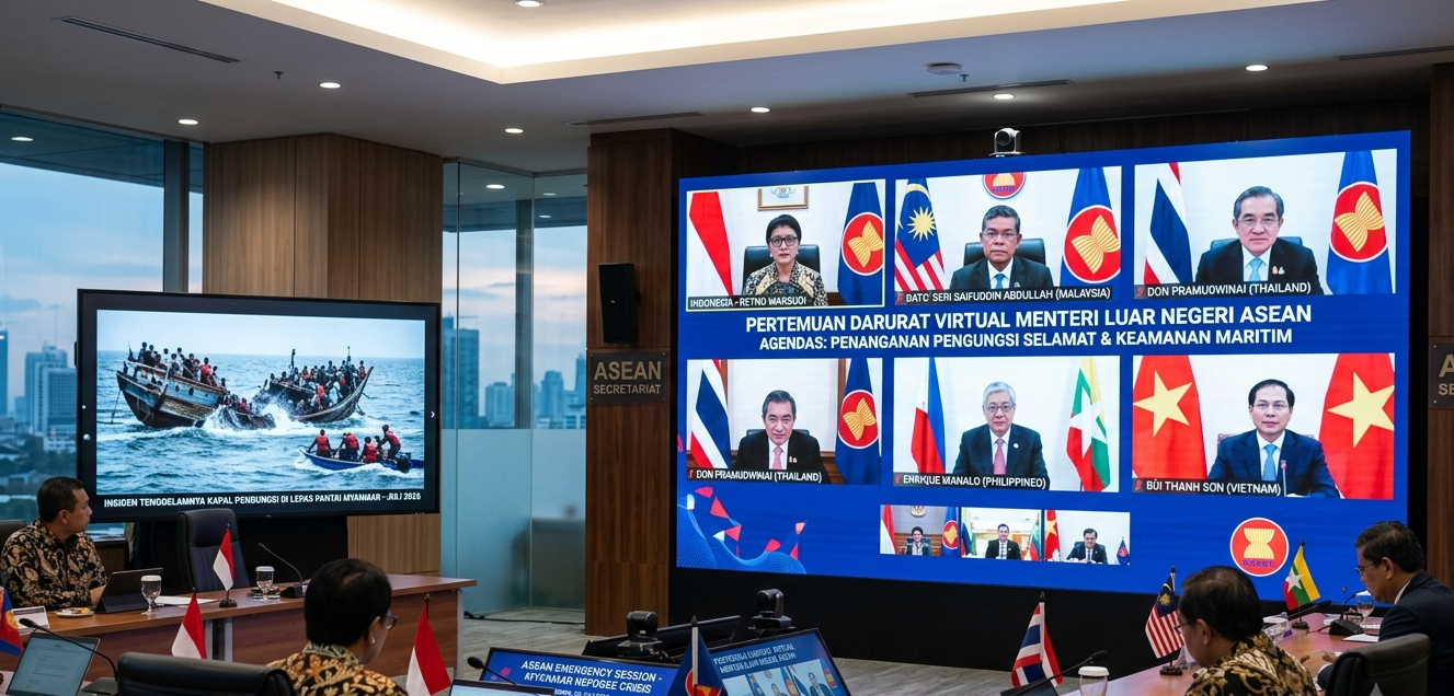 Respon Cepat Tragedi Maritim Menlu ASEAN Gelar Pertemuan Darurat Virtual Sore Ini Bahas Krisis Pengungsi