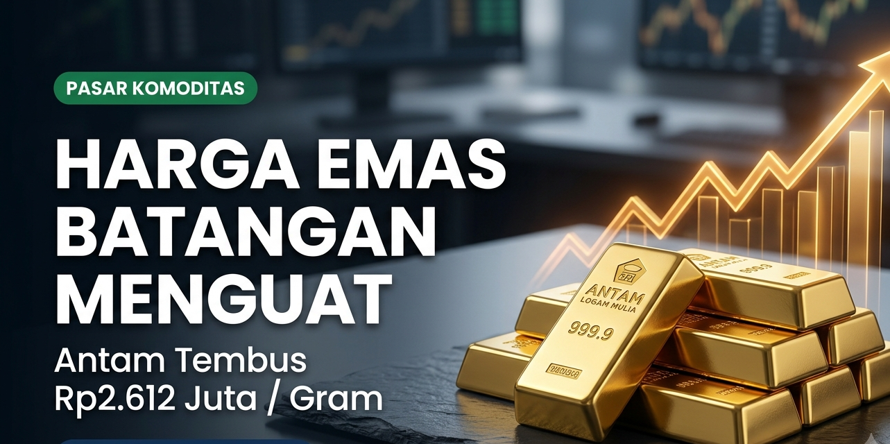 Harga Emas Batangan Menguat Antam Sentuh Rp2,612 Juta per Gram, Spot Global Tembus USD 4.052