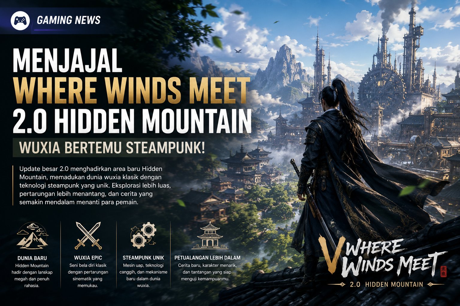 Preview Where Winds Meet 2.0: Hidden Mountain Hadirkan Perpaduan Wuxia dan Steampunk yang Tak Biasa