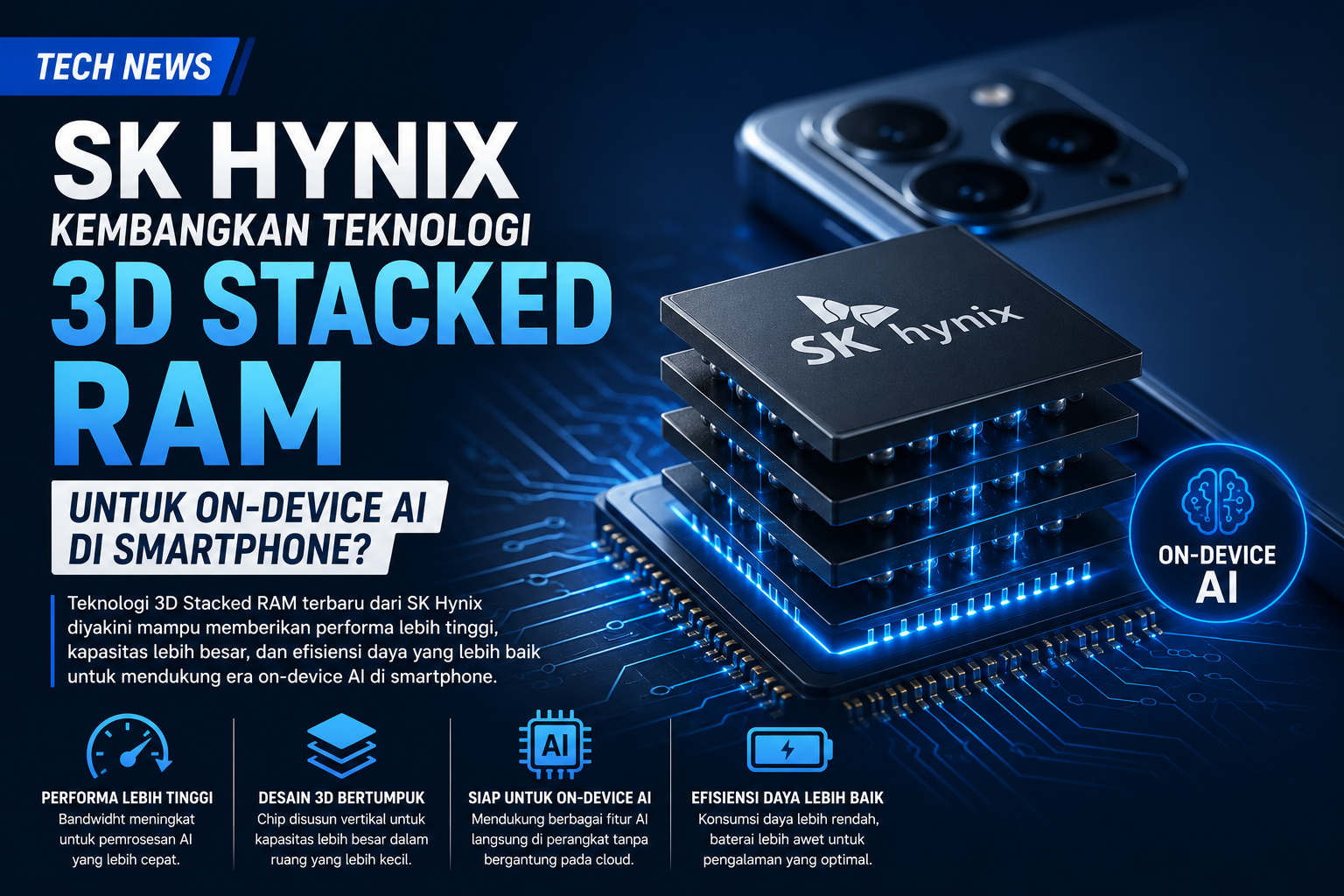 SK Hynix Siapkan RAM 3D Bertumpuk untuk Era AI di Smartphone, Performa Mobile Bakal Melonjak?
