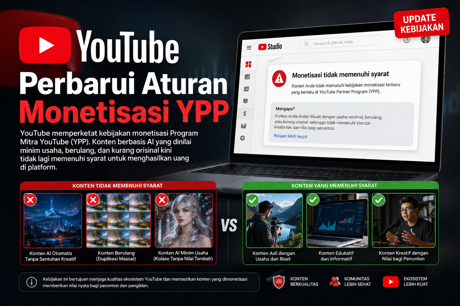 YouTube Perbarui Aturan Monetisasi, Konten AI Minim Usaha Terancam Tak Lagi Menghasilkan Uang