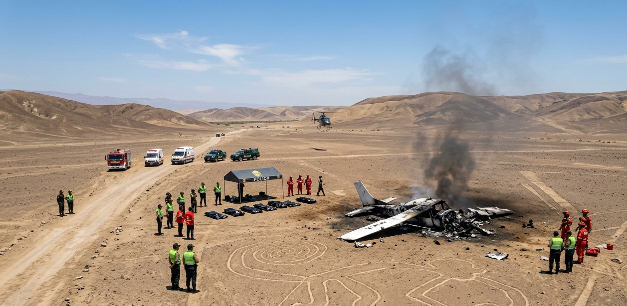 Tragedi Penerbangan Wisata Pesawat Jatuh dan Terbakar di Garis Nazca Peru 13 Orang Dilaporkan Meninggal Dunia