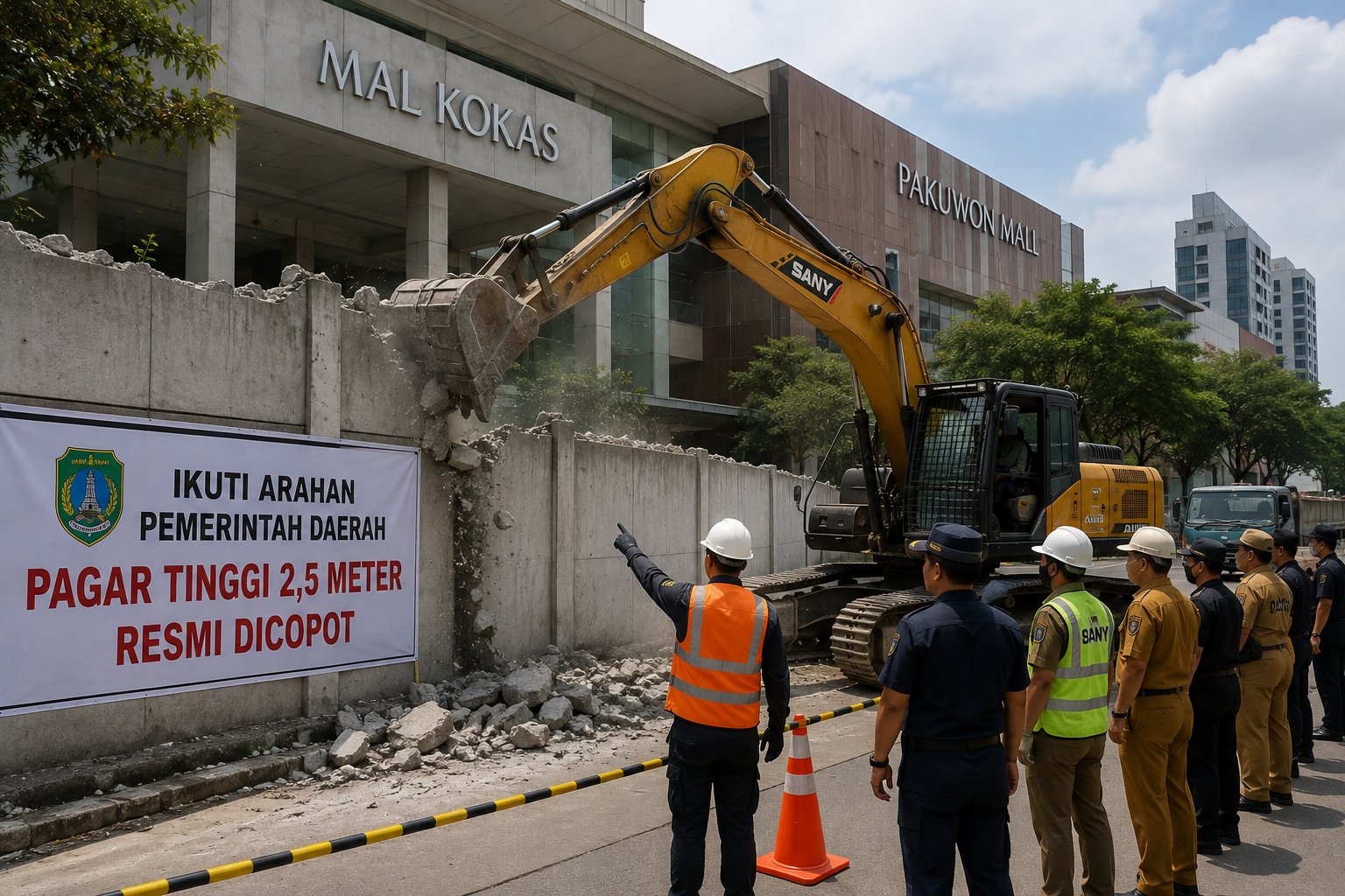 Ikuti Arahan Pemerintah Daerah, Pagar Tinggi 2,5 Meter di Mal Kokas dan Pakuwon Resmi Dicopot