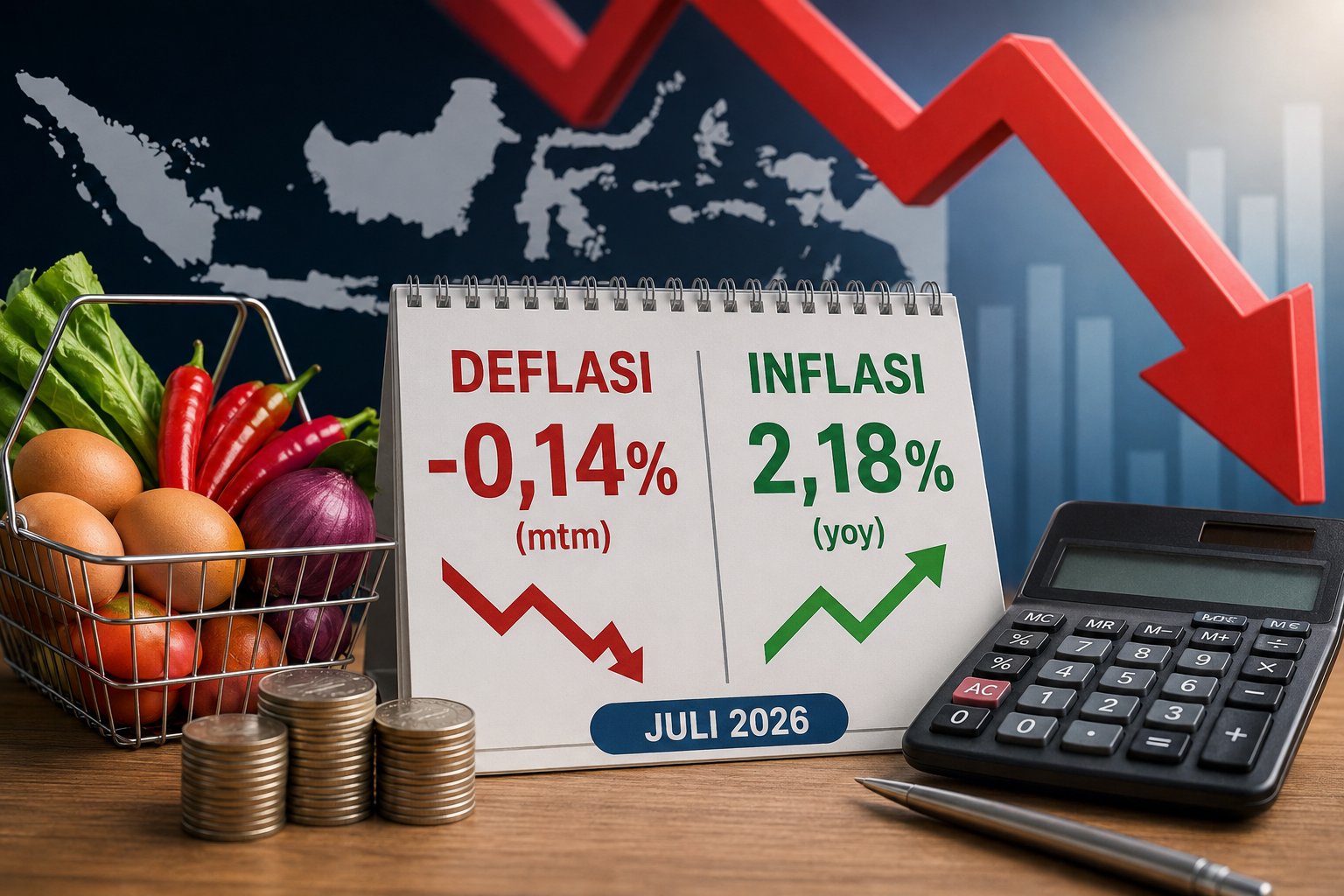 BPS: Indonesia Alami Deflasi 0,14 Persen pada Juli 2026, Inflasi Tahunan Tetap Terkendali di 2,18 Persen