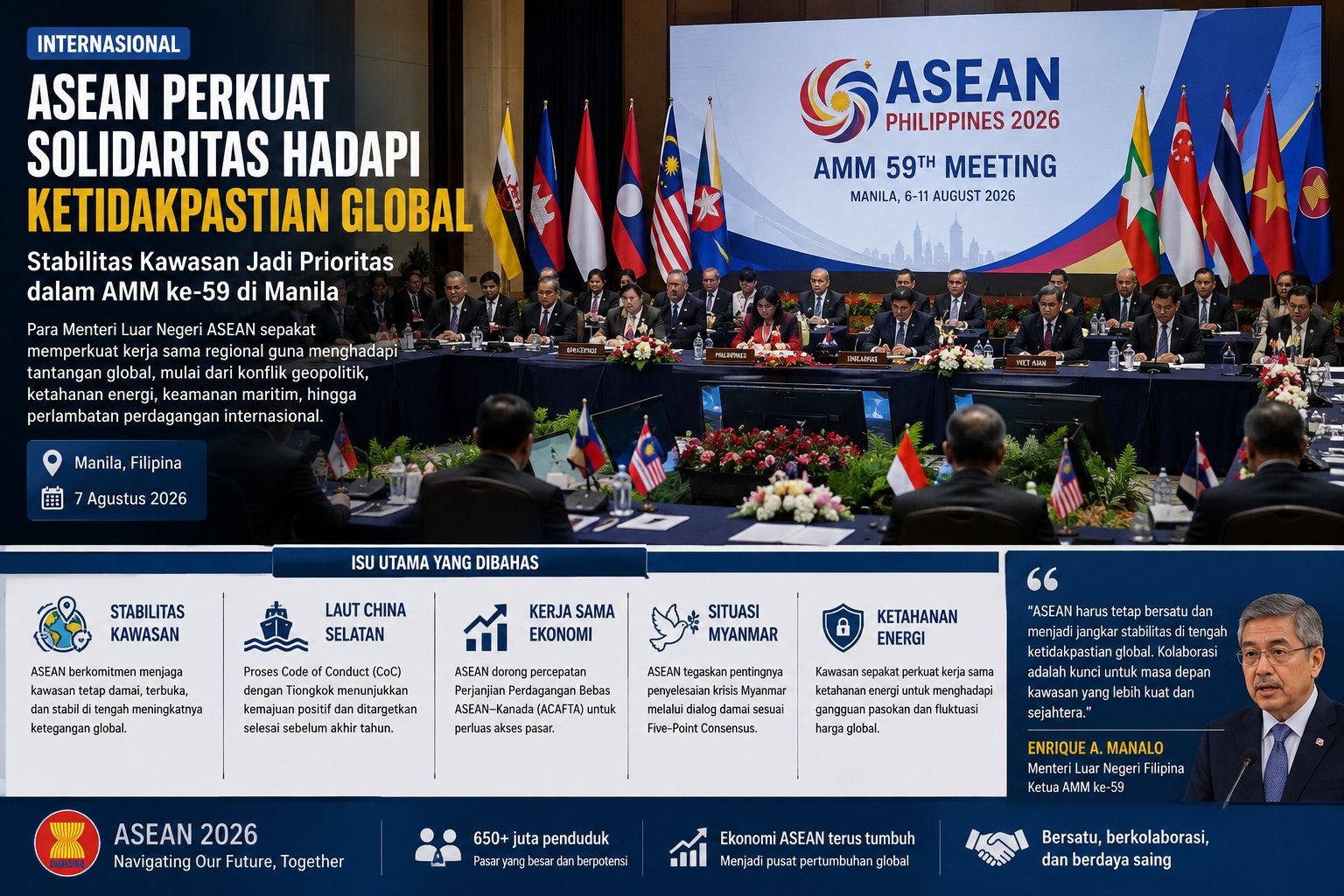 ASEAN Perkuat Solidaritas Hadapi Ketidakpastian Global, Stabilitas Kawasan Jadi Prioritas