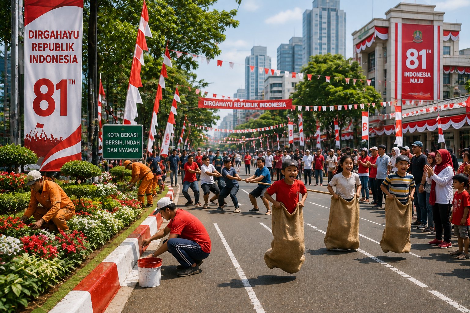 Semarak HUT ke-81 RI, Pemkot Bekasi Percantik Wajah Kota, Warga Mulai Gelar Rangkaian Lomba