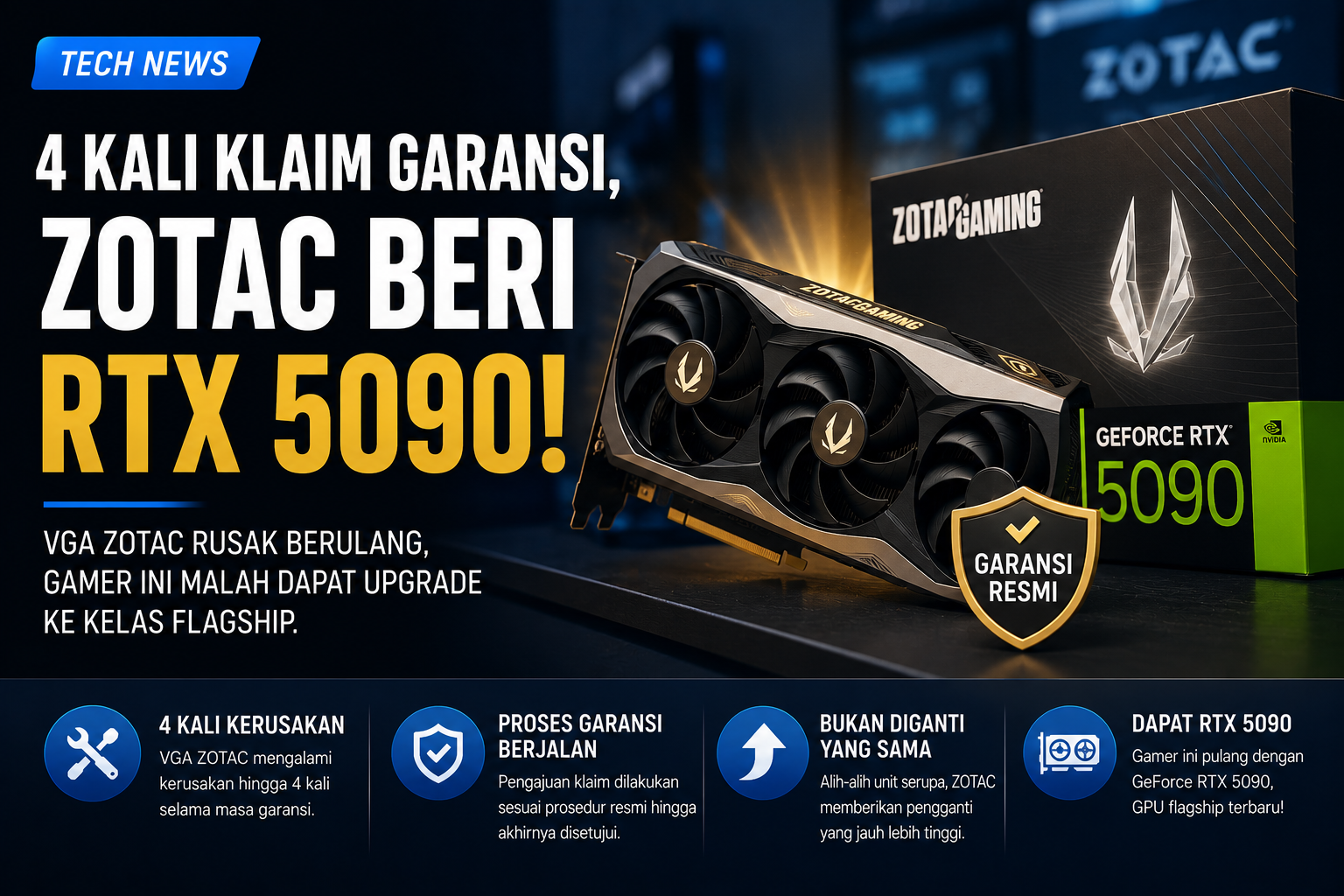 VGA ZOTAC Rusak Sampai Empat Kali, Gamer Ini Justru Pulang Membawa RTX 5090