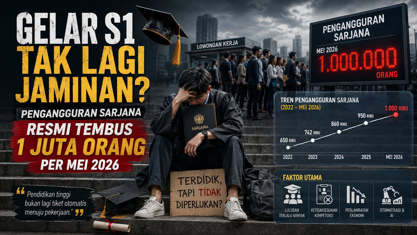 Gelar S1 Tak Lagi Jaminan? Pengangguran Sarjana Resmi Tembus 1 Juta Orang per Mei 2026