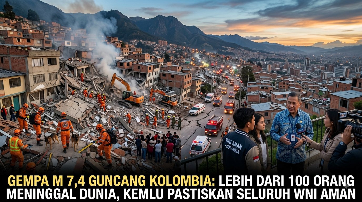 Gempa M 7,4 Guncang Kolombia Lebih dari 100 Orang Meninggal Dunia, Kemlu Pastikan Seluruh WNI Aman