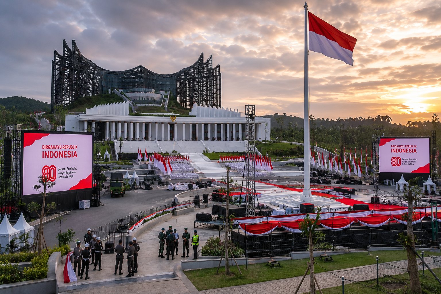Pantauan Terkini IKN Jelang Detik-Detik Proklamasi Besok Pagi, Persiapan Sempurna