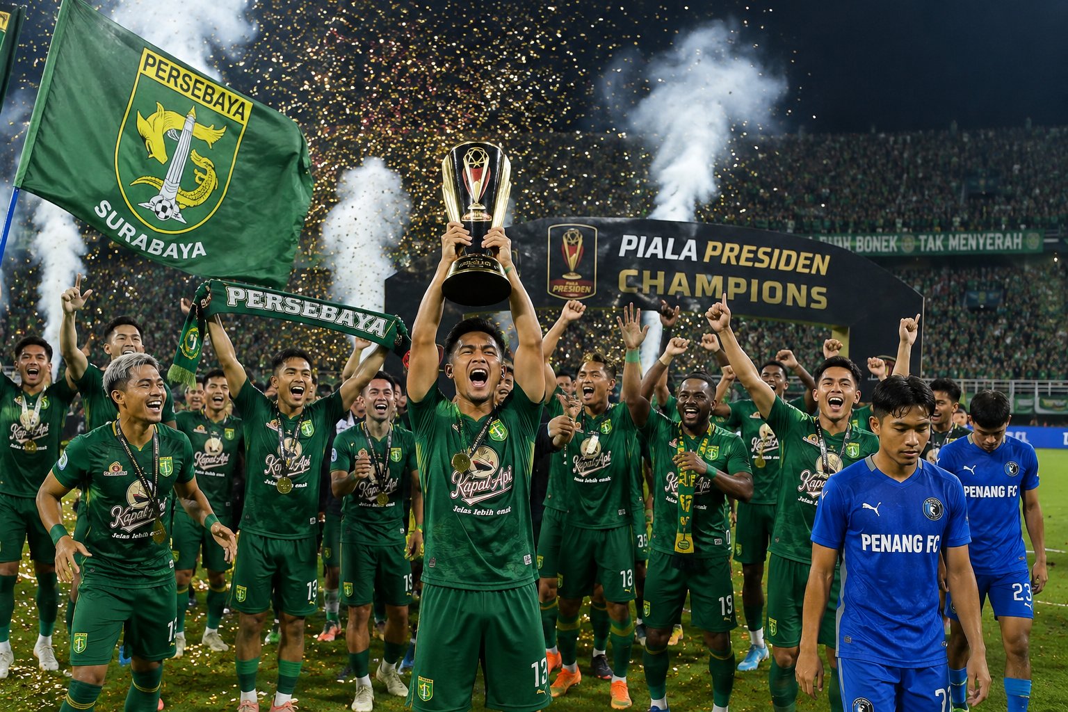 Persebaya Surabaya Rayakan Gelar Juara Piala Presiden dalam Laga Internasional Lawan Penang FC