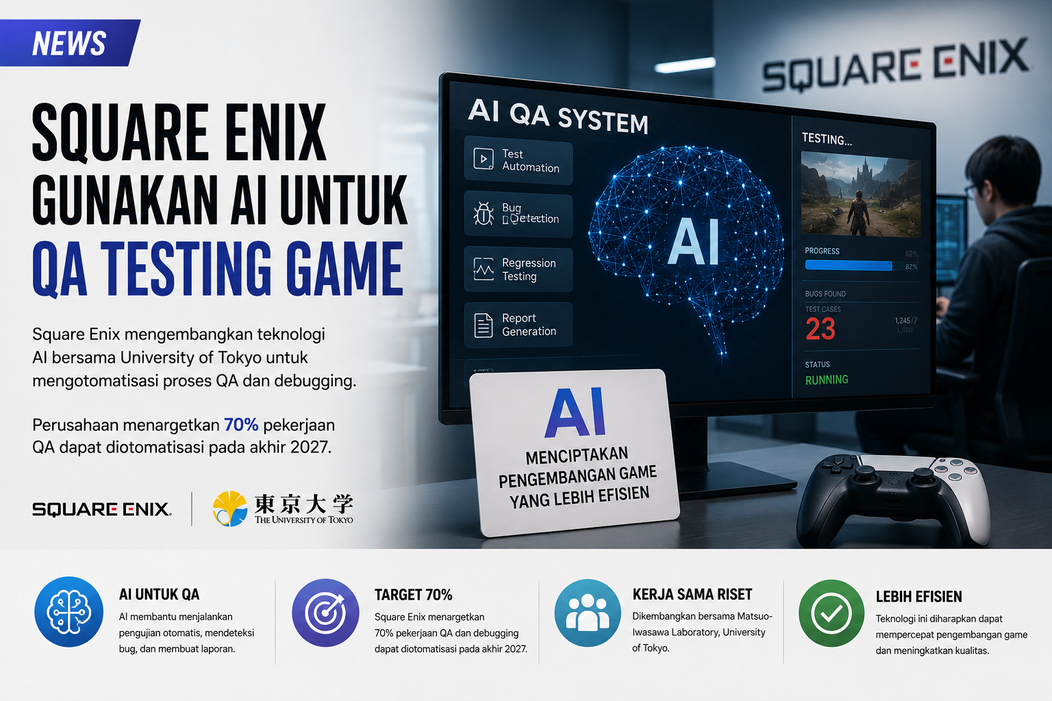 Square Enix Siapkan AI untuk Otomatisasi QA Game, Targetkan 70 Persen Pekerjaan
