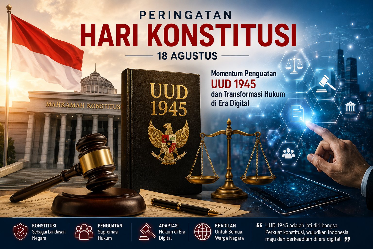 Peringatan Hari Konstitusi 18 Agustus, Momentum Penguatan UUD 1945 dan Transformasi Hukum di Era Digital