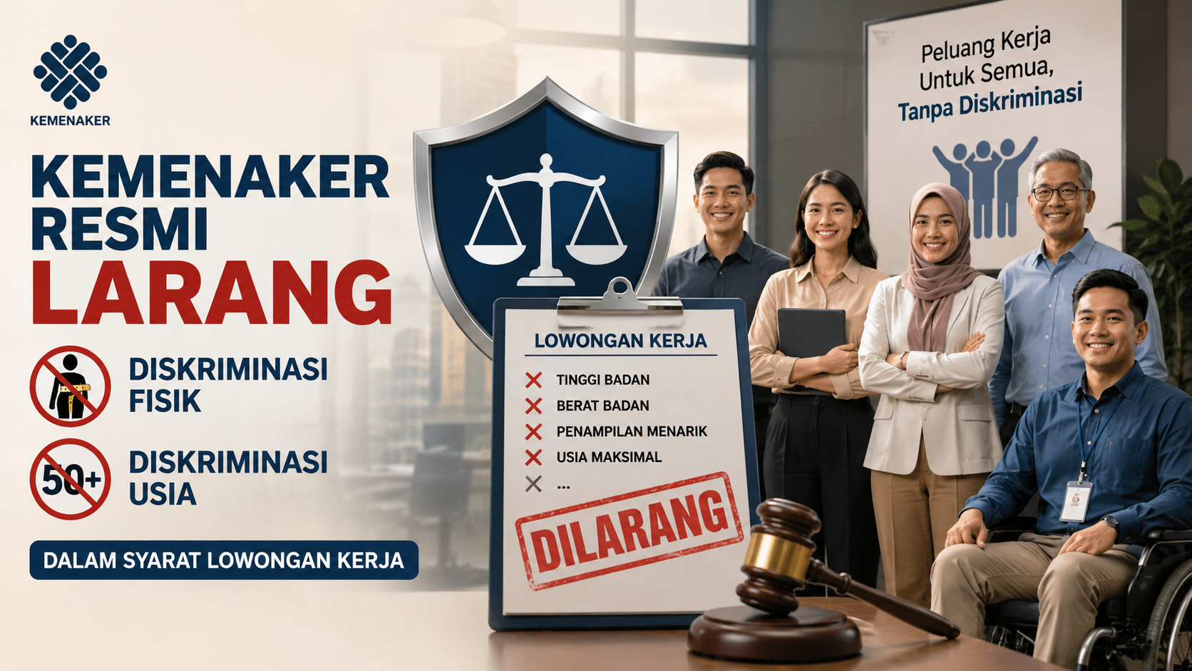 Kemenaker Resmi Larang Diskriminasi Fisik dan Usia dalam Syarat Lowongan Kerja