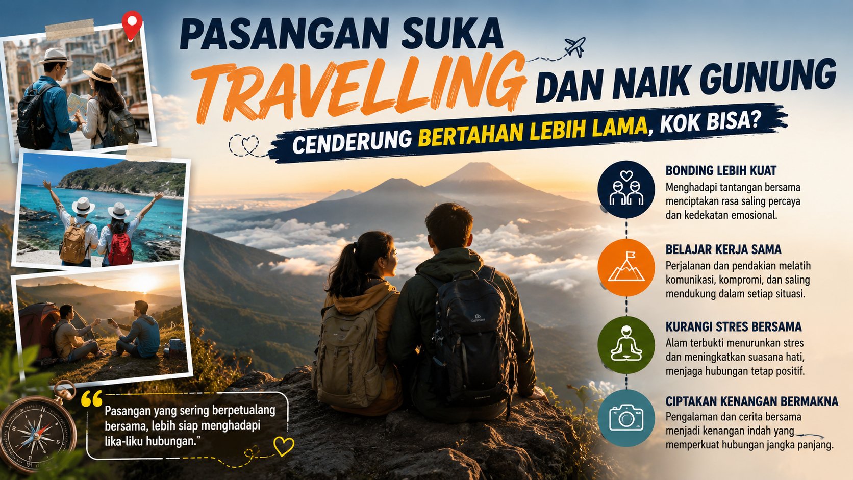 Pasangan Suka Travelling dan Naik Gunung Cenderung Bertahan Lebih Lama, Kok Bisa?