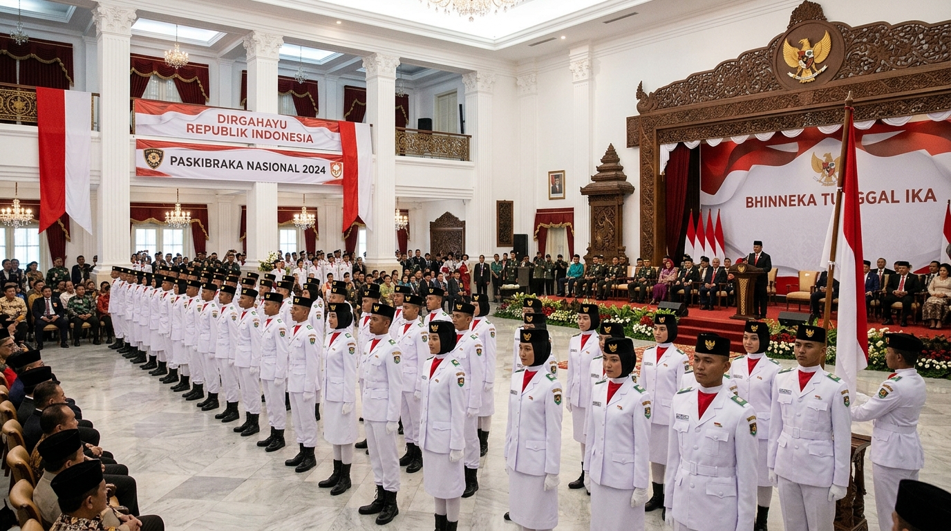 Resmi Dikukuhkan di Istana Negara, 76 Anggota Paskibraka Tingkat Pusat Siap Bertugas pada HUT Ke-81 RI