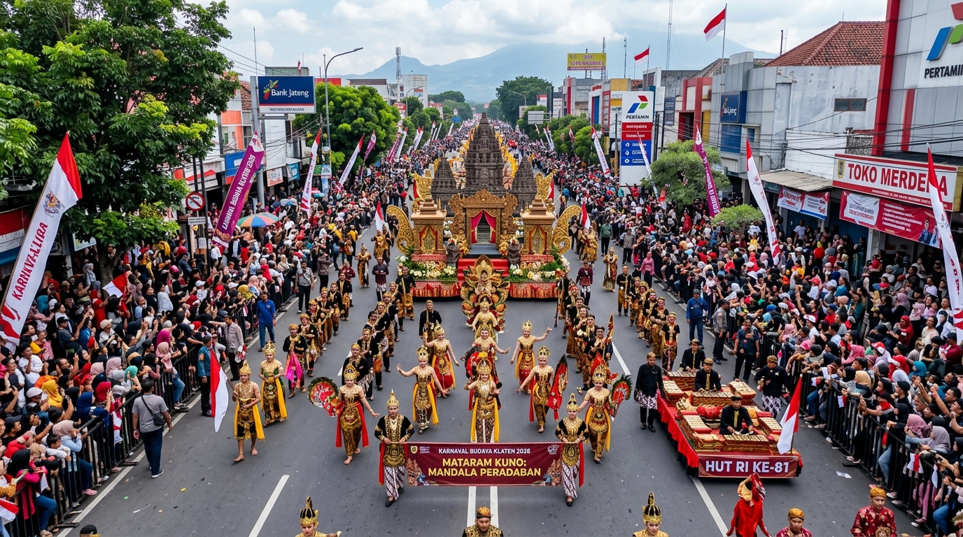 Semarak Pasca-17 Agustus Karnaval Budaya Klaten Sampaikan Pesan 'Mataram Kuno' di Jalan Pemuda