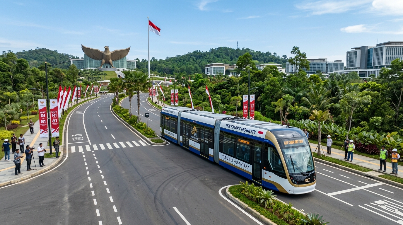 Pasca-HUT Ke-81 RI Kemenhub dan Otorita IKN Resmi Uji Coba Perluasan Rute Kereta Otonom (ART) di KIPP
