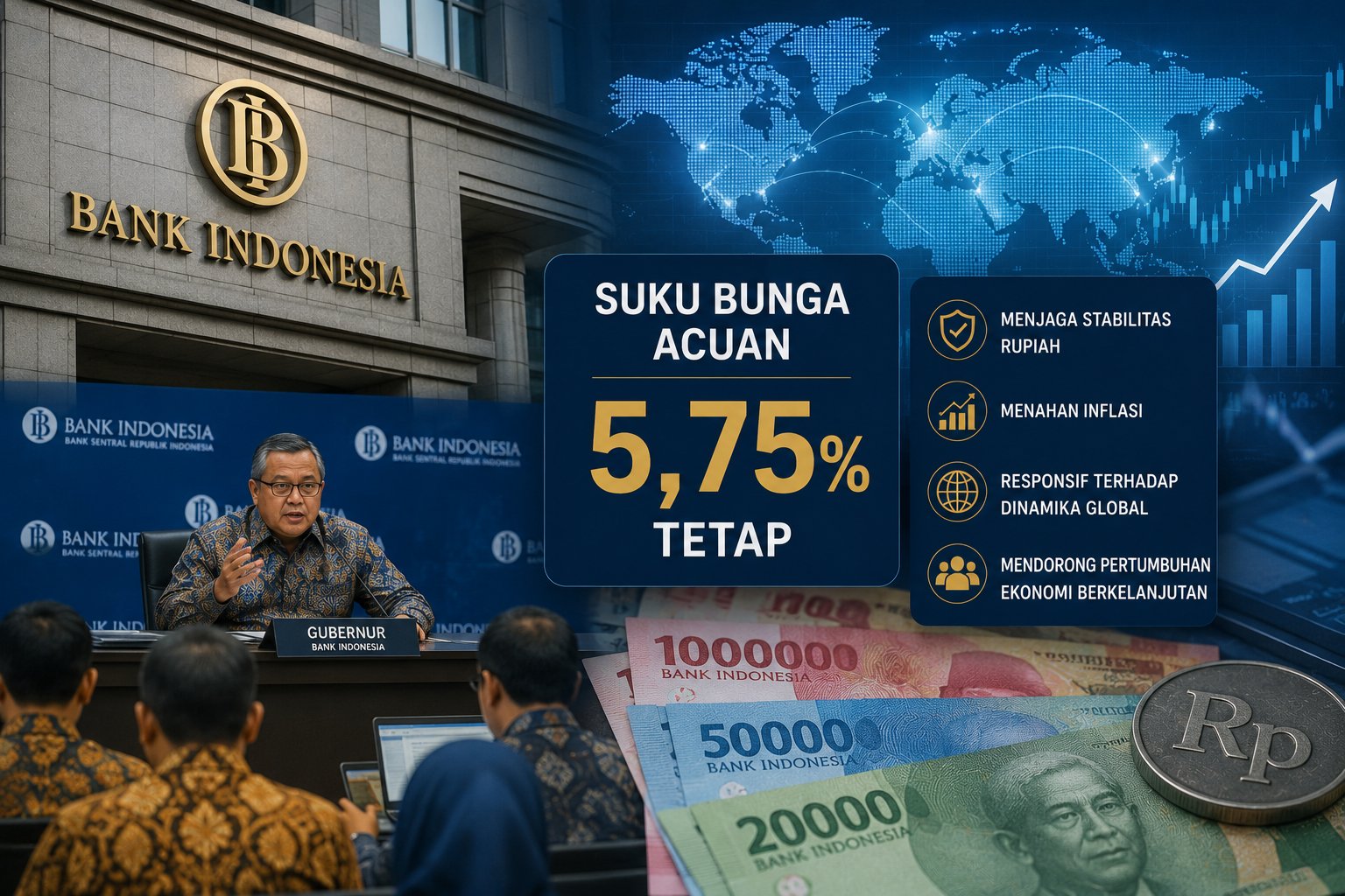Bank Indonesia Tahan Suku Bunga di Angka 5,75 Persen, Perkuat Stabilitas Rupiah di Tengah Dinamika Global