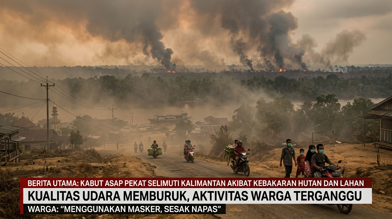 Kabut Asap Pekat Selimuti Kalimantan Akibat Kebakaran Hutan dan Lahan: Kualitas Udara Memburuk, Aktivitas Warga Terganggu