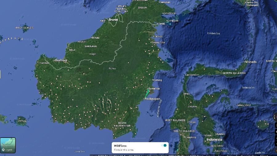 Ramai Netizen Ulas Puluhan Titik Api di Pulau Kalimantan