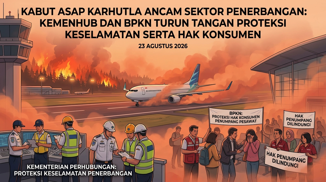 Kabut Asap Karhutla Ancam Sektor Penerbangan Kemenhub dan BPKN Turun Tangan Proteksi Keselamatan serta Hak Konsumen