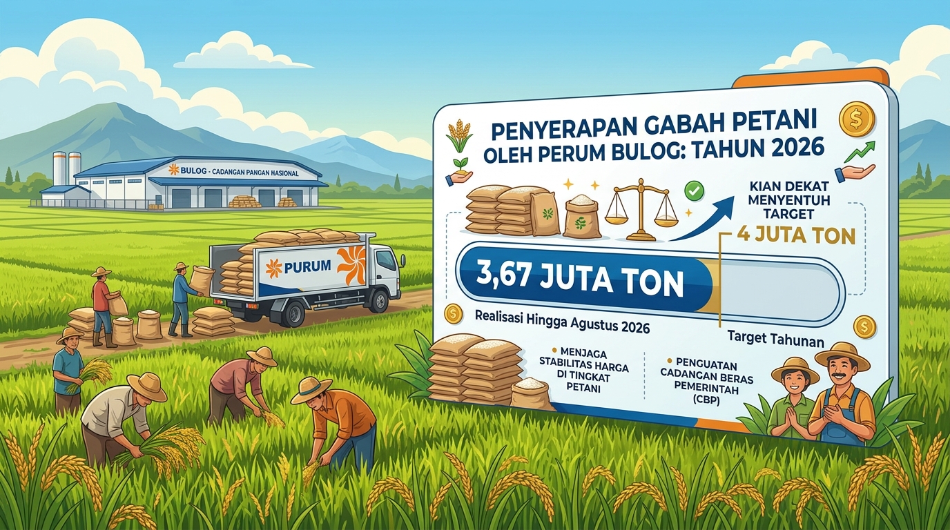 Penyerapan Gabah Petani oleh Bulog Tembus 3,67 Juta Ton, Kian Dekat Menuju Target 4 Juta Ton