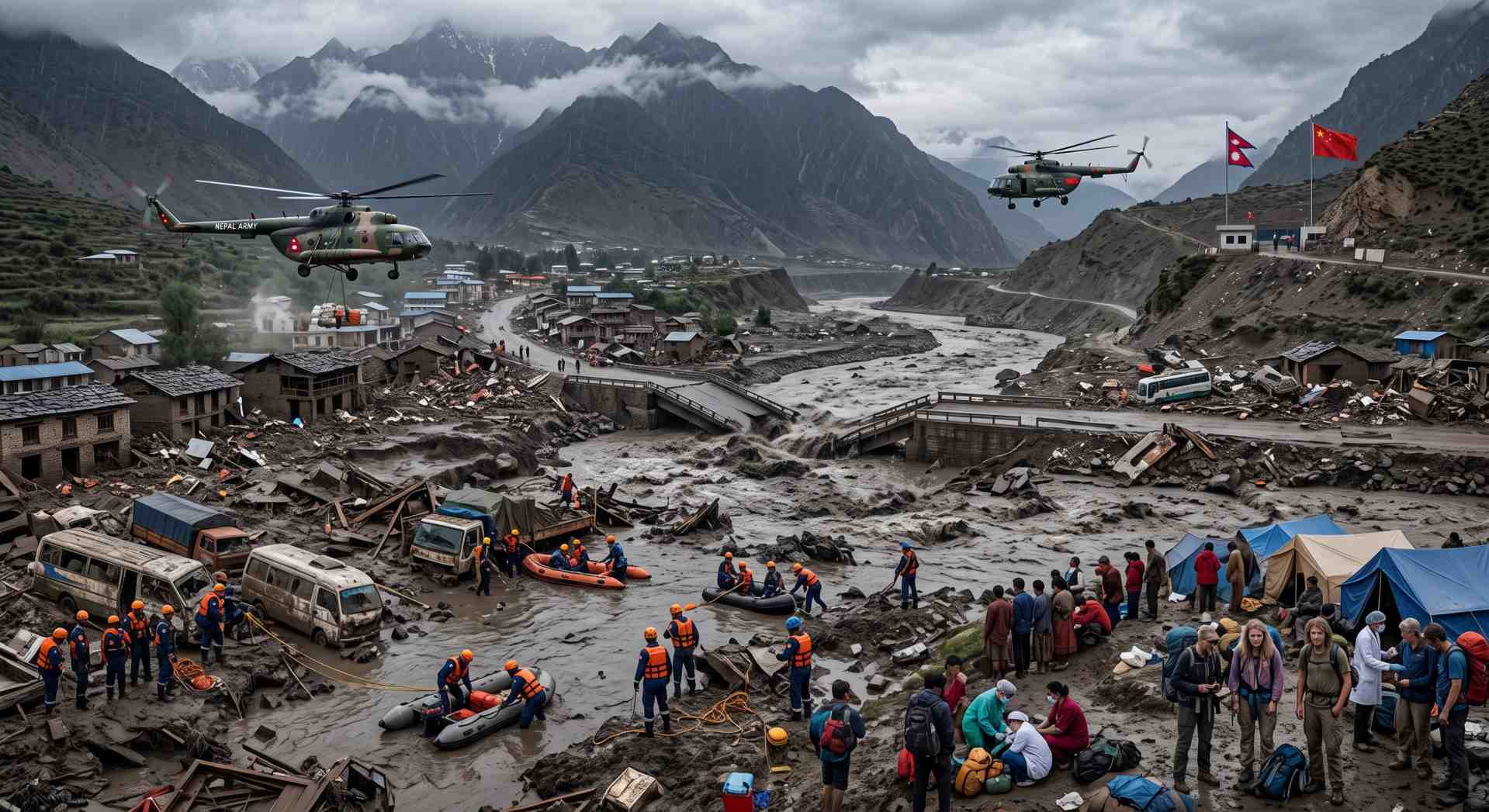 Banjir Bandang Dahsyat di Perbatasan Nepal-China Tewaskan 162 Jiwa, Ratusan Wisatawan Asing Masih Hilang