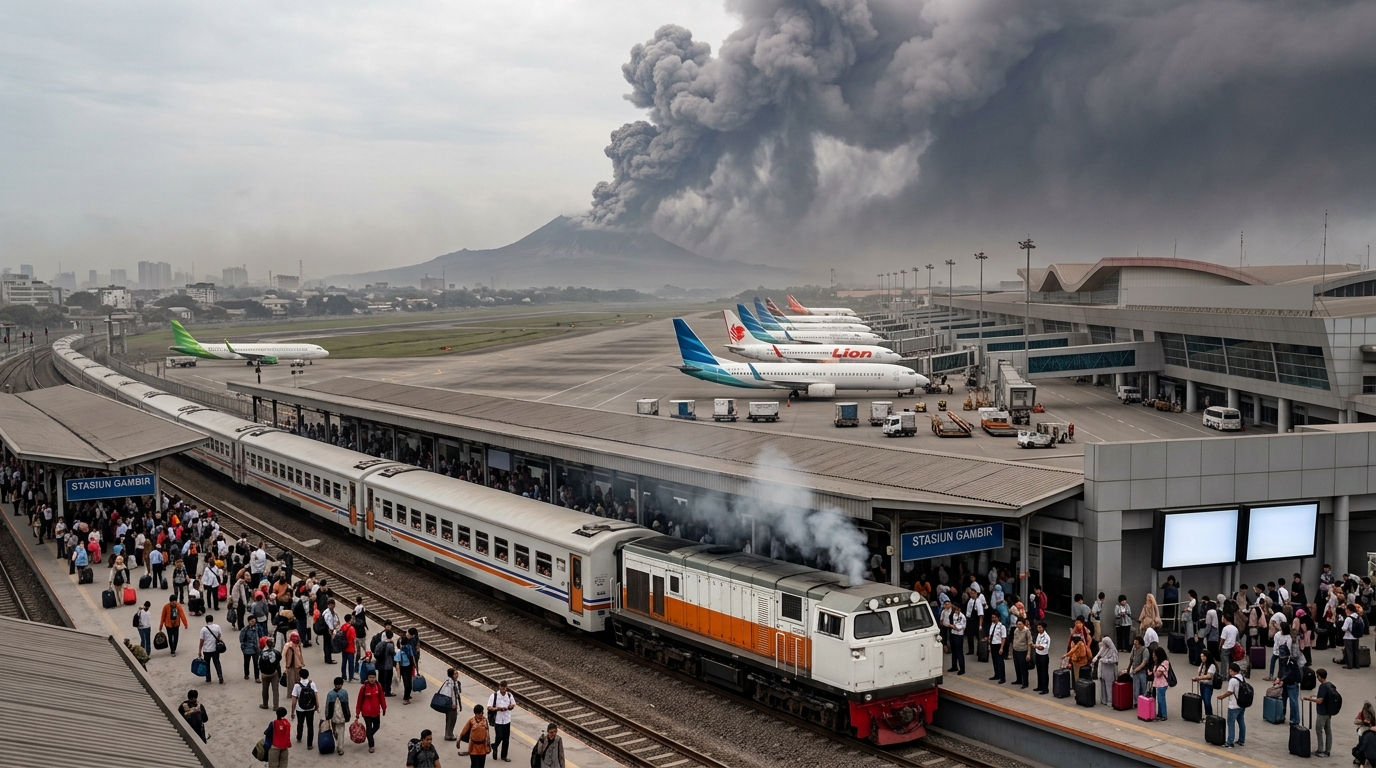 Dampak Erupsi Anak Krakatau Ratusan Penerbangan Lumpuh dan 8 Bandara Terdampak, PT KAI Geber Perjalanan Ekstra Surabaya-Jakarta