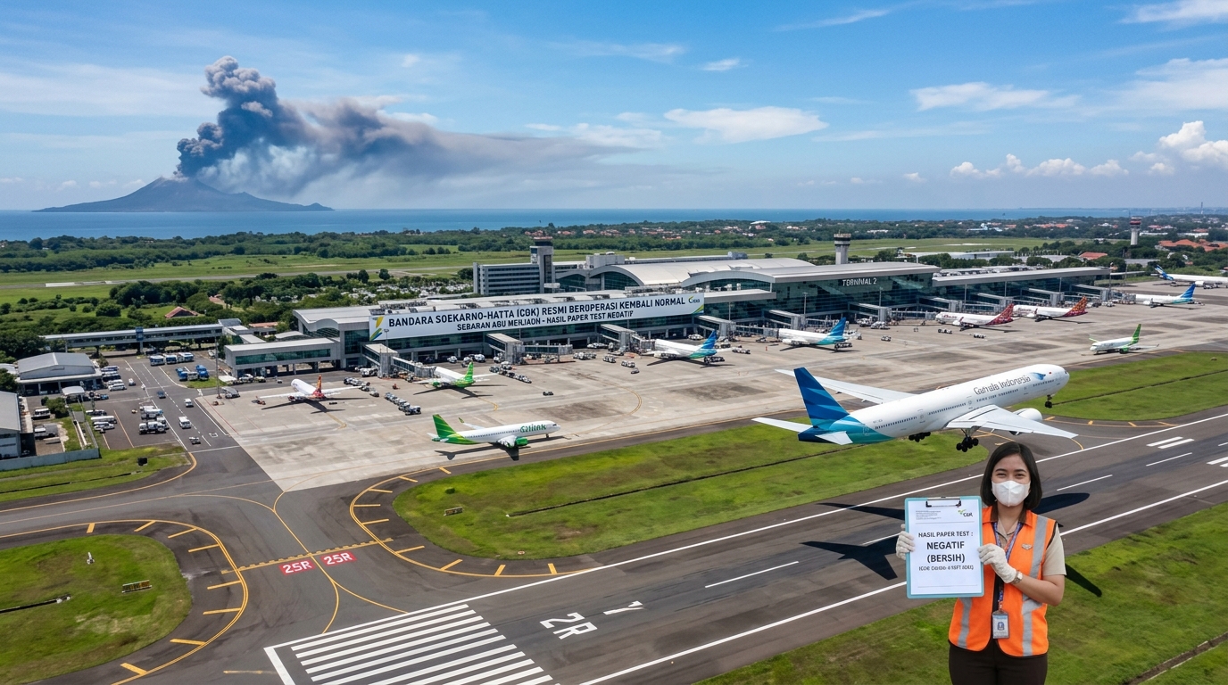 Sebaran Abu Vulkanik Menjauh dan Hasil Paper Test Negatif, 8 Bandara Termasuk Soekarno-Hatta Resmi Beroperasi Normal Kembali