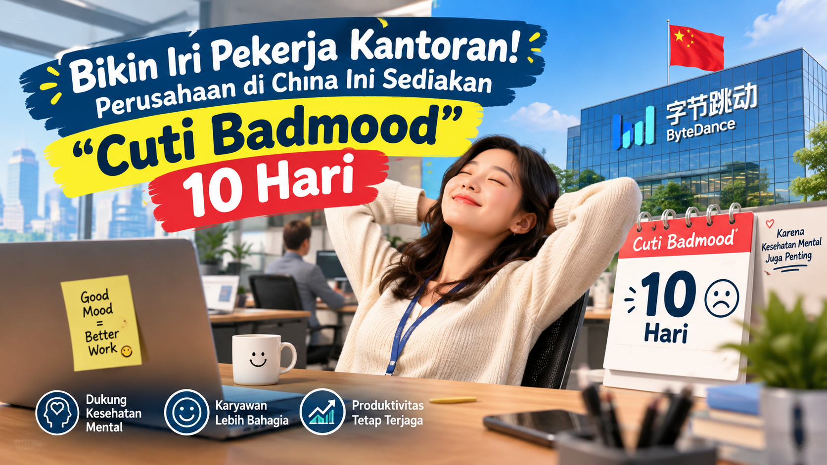 Bikin Iri Pekerja Kantoran! Perusahaan di China Ini Sediakan "Cuti Badmood" 10 Hari