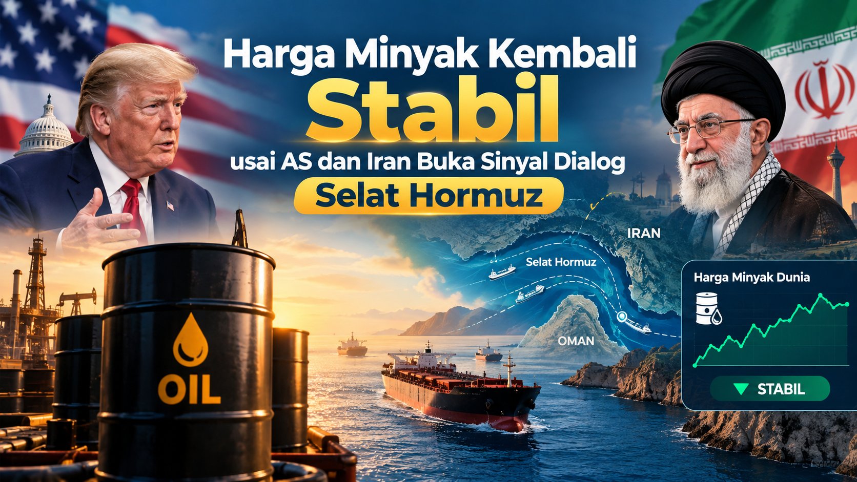 Harga Minyak Kembali Stabil usai AS dan Iran Buka Sinyal Dialog Selat Hormuz