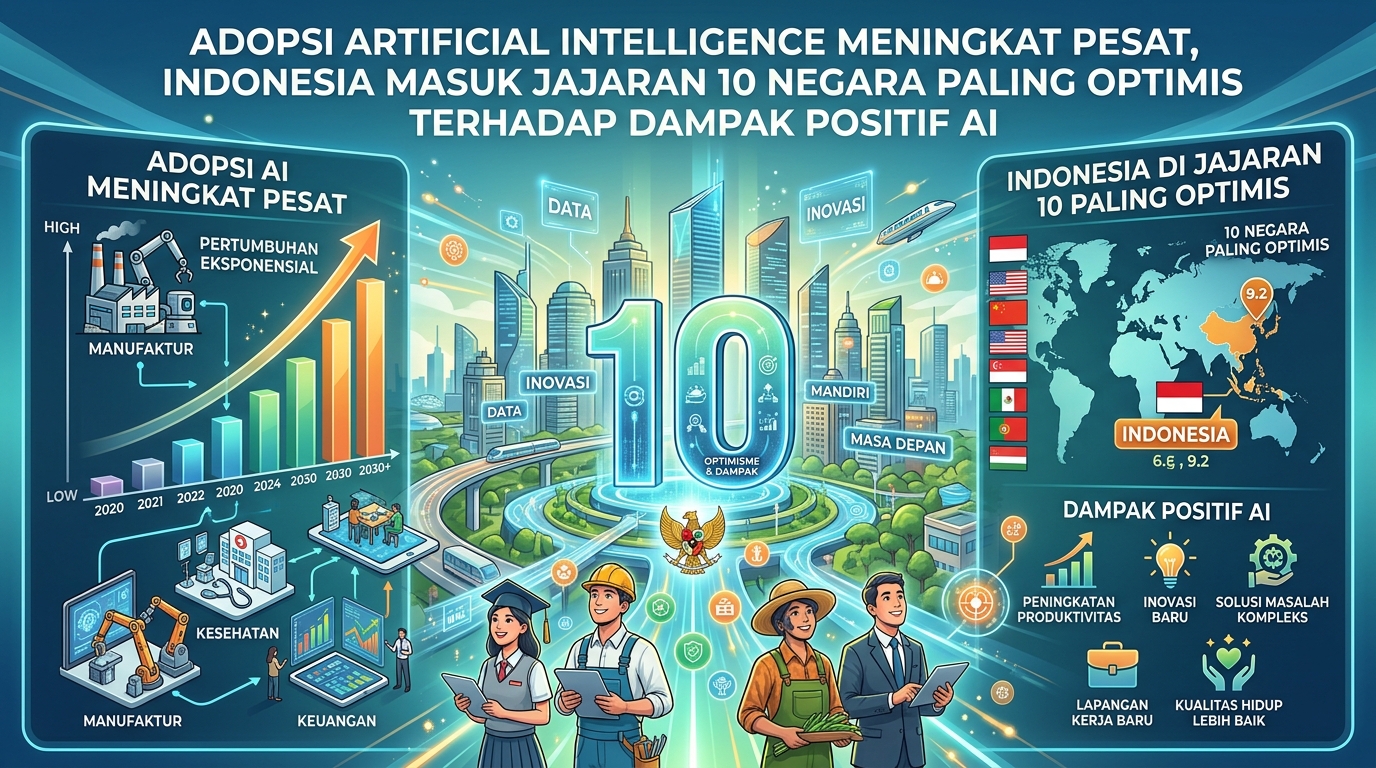 Adopsi Artificial Intelligence Meningkat Pesat, Indonesia Masuk Jajaran 10 Negara Paling Optimis Terhadap Dampak Positif AI