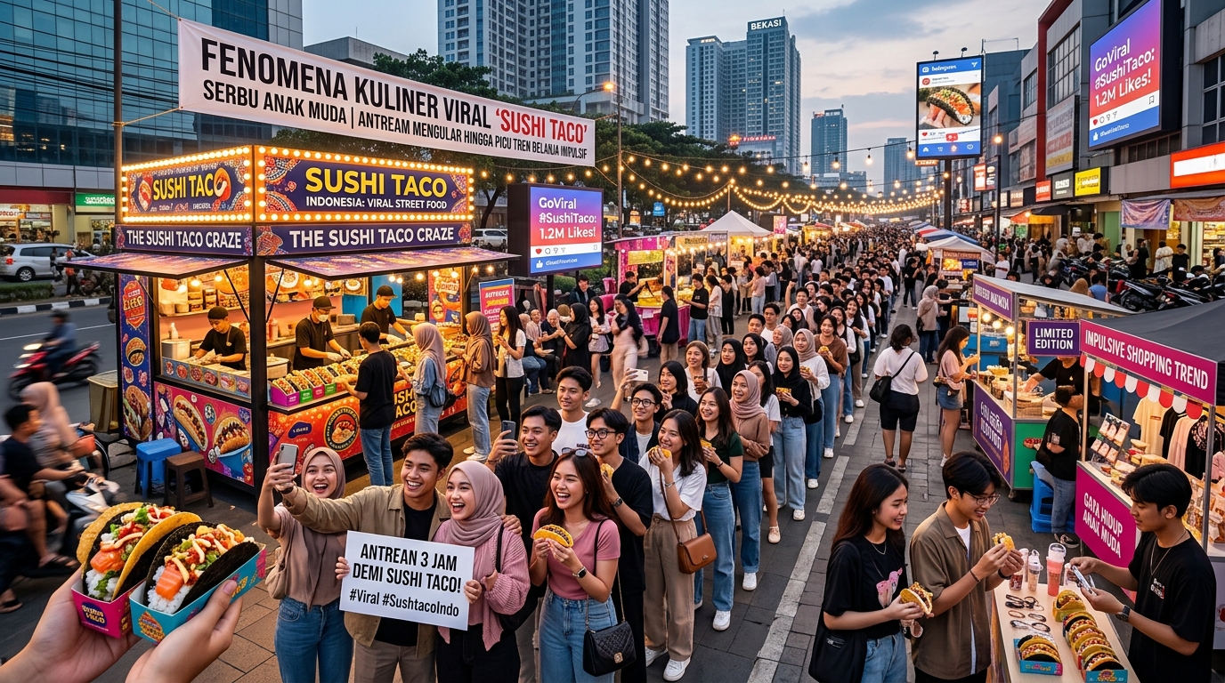 Fenomena Kuliner Viral 'Sushi Taco' Serbu Anak Muda Antrean Mengular hingga Picu Tren Belanja Impulsif