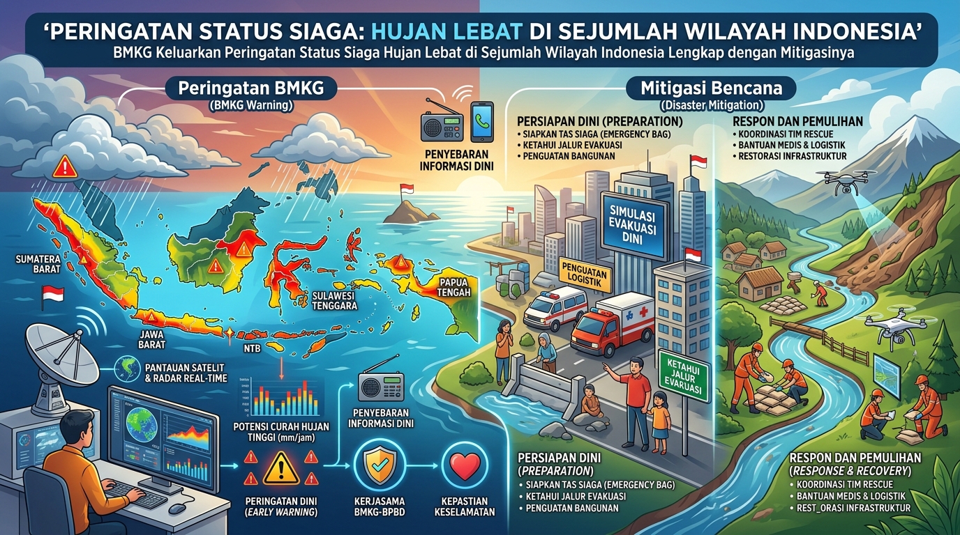 BMKG Keluarkan Peringatan Status Siaga Hujan Lebat di Sejumlah Wilayah Indonesia Lengkap dengan Mitigasinya