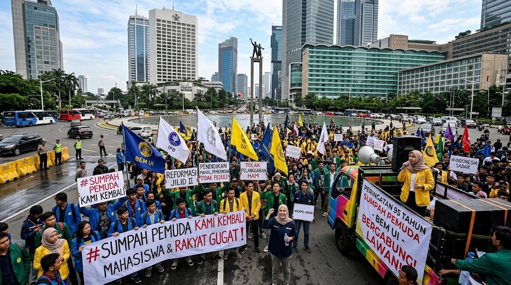 Refleksi Sumpah Pemuda Mahasiswa BEM UI, Elemen Masyarakat, dan Publik Figur Turun ke Jalan Gelar Aksi #IndonesiaSadar