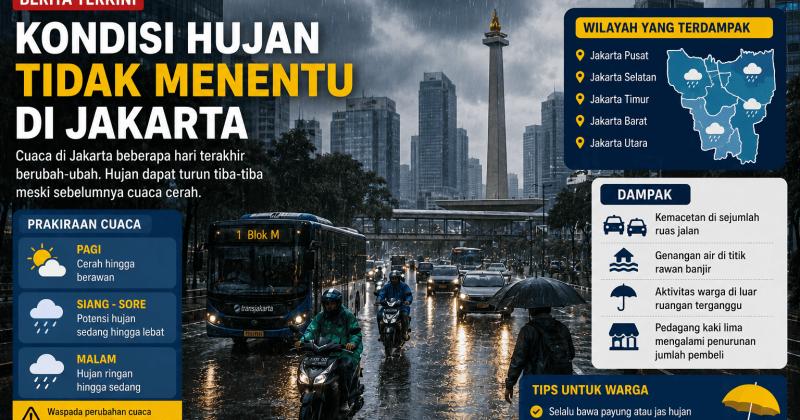 Kondisi Hujan Tidak Menentu di Jakarta Ganggu Aktivitas Warga