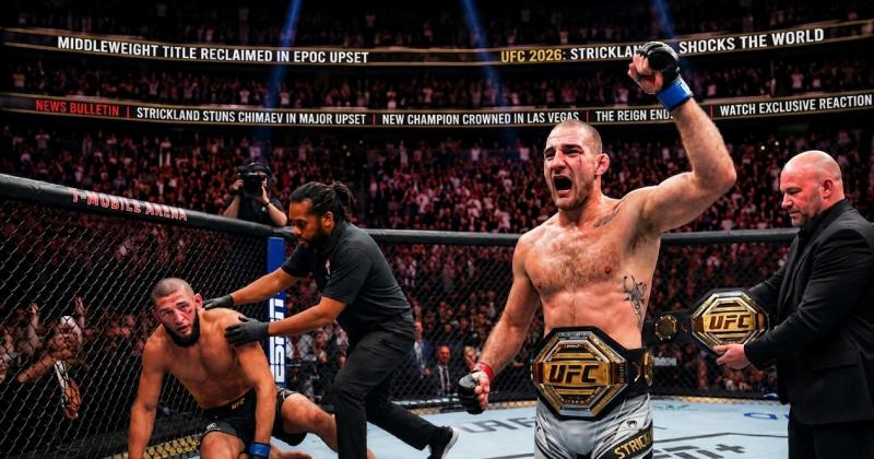 Raja Tak Tersentuh Akhirnya Jatuh! Sean Strickland Cetak Upset Terbesar UFC 2026, Hancurkan Rekor Sempurna Chimaev dan Klaim Kembali Mahkota Kelas Menengah