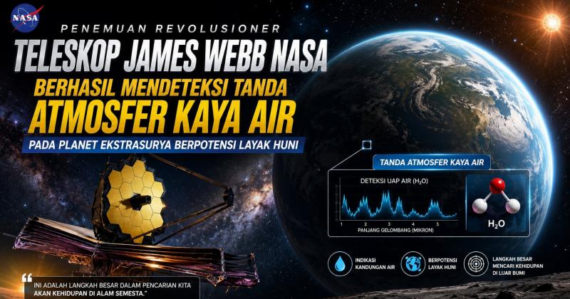 Penemuan Revolusioner Teleskop James Webb NASA Berhasil Mendeteksi Tanda Atmosfer Kaya Air Pada Planet Ekstrasurya Berpotensi Layak Huni